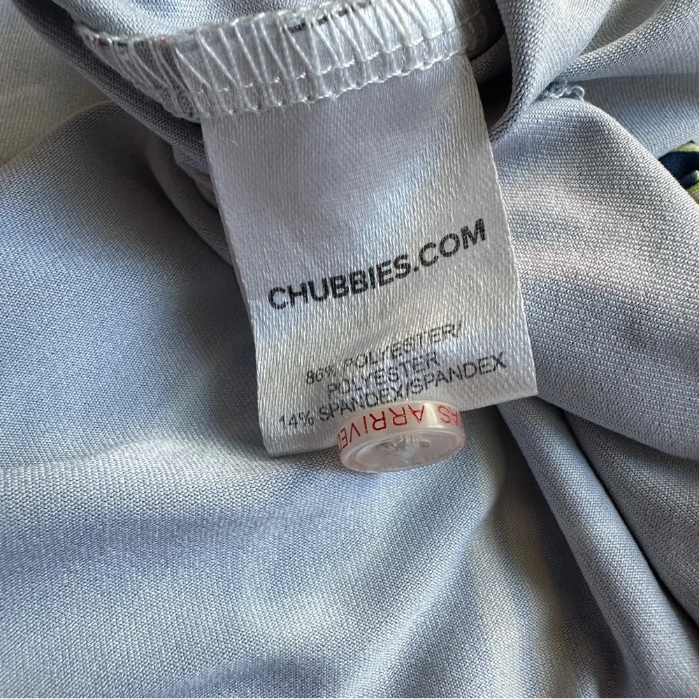 Chubbies Polo Shirt Mens Medium‎ Flamingo Palm Tree Print Performance Golf